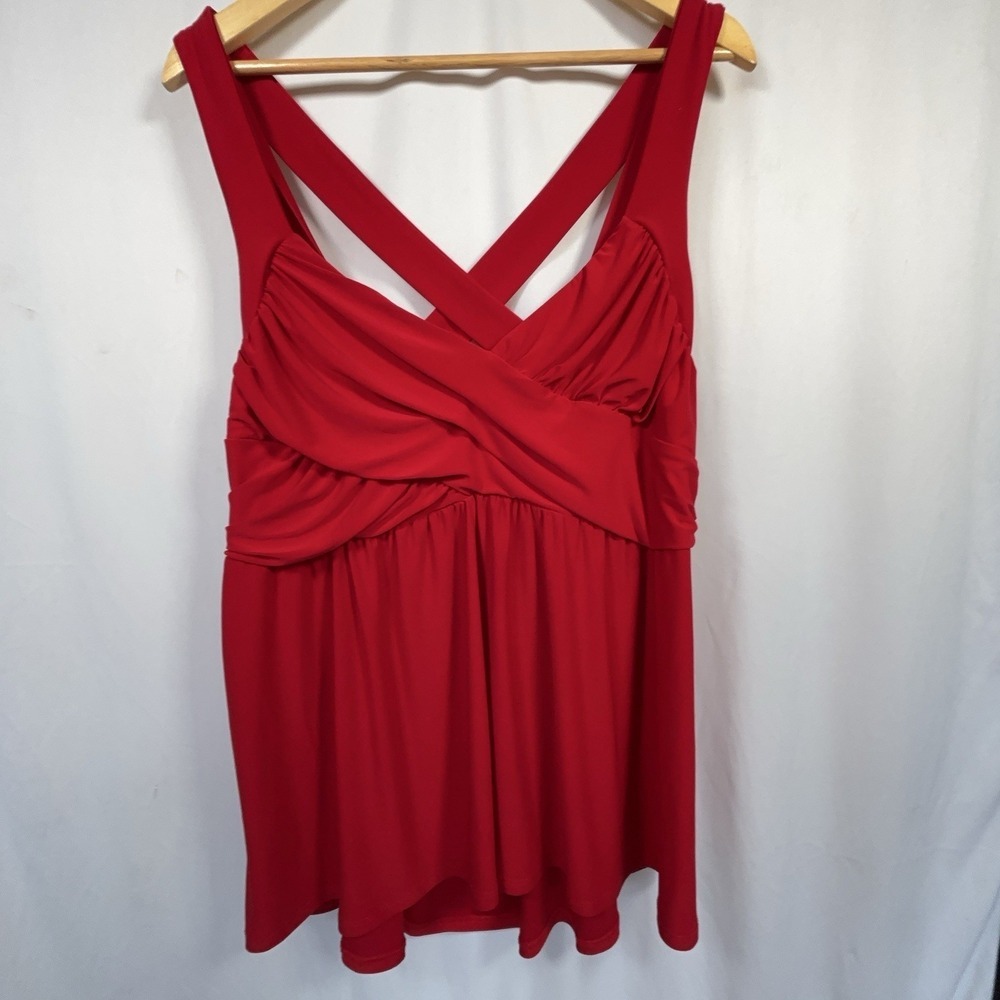Torrid Top Womens 3X Cherry Red Cross Back Romantic Going Out Tank Draped Y2K - Picture 3 of 6